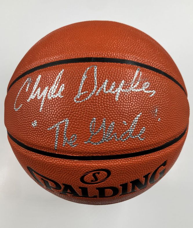 Clyde Drexler Houston Rockets Authentic Signed Spalding Basketball w Silver Signature B 150751 1