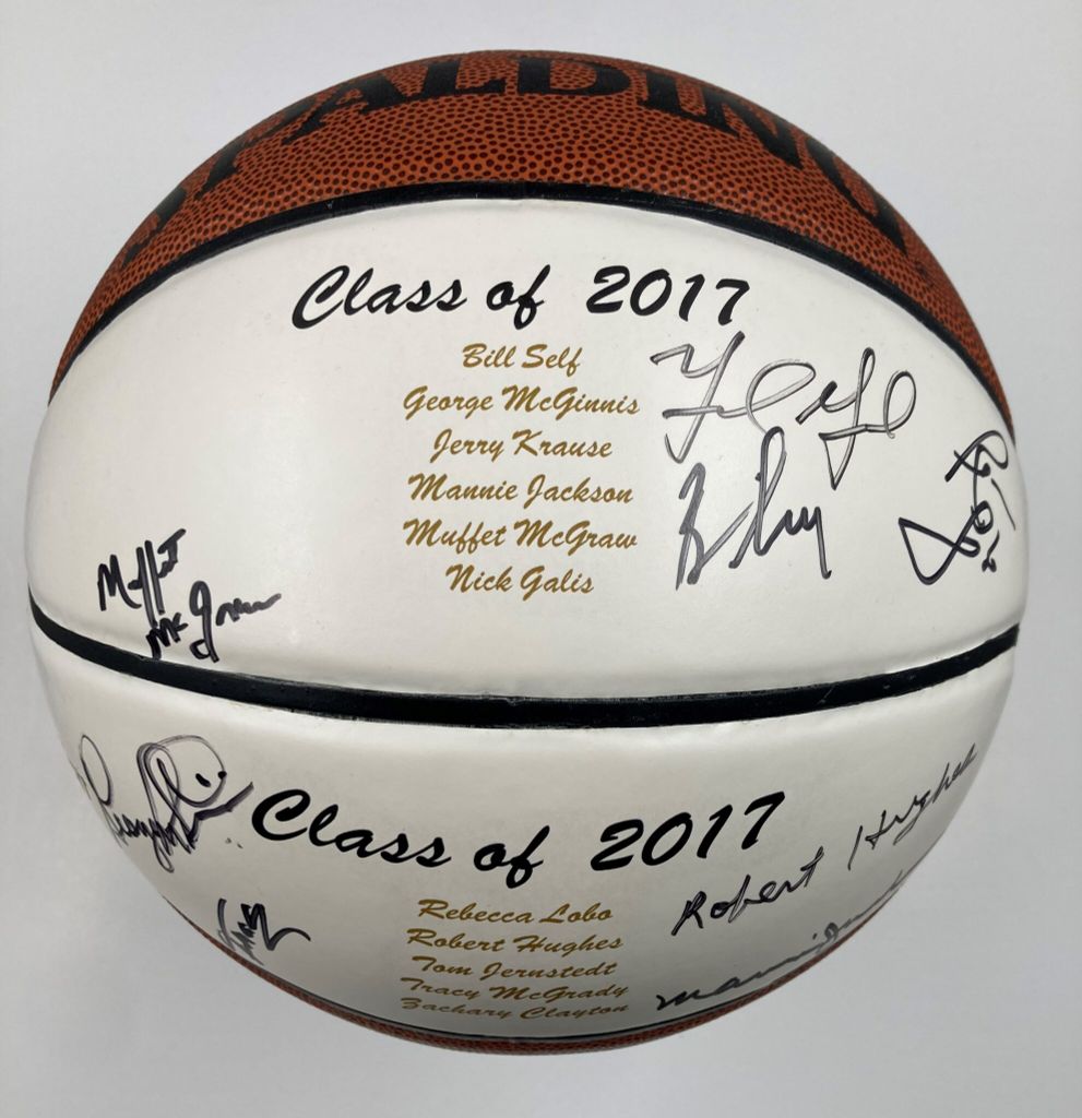 Nick Galis Tracy McGrady Class of 2017 Hall Of Fame Authentic Signed Spalding Basketball w Black Signatures 1