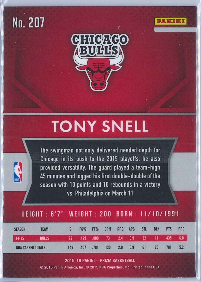 Tony Snell Panini Prizm Basketball 2015 16 Base 207 2