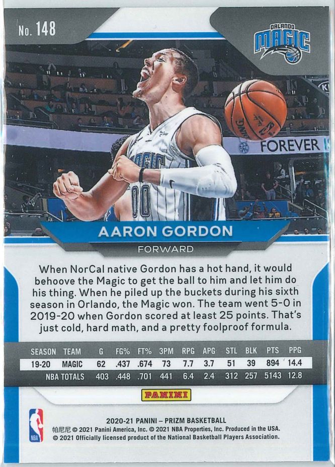 Aaron Gordon Panini Prizm Basketball 2020 21 Base 148 2