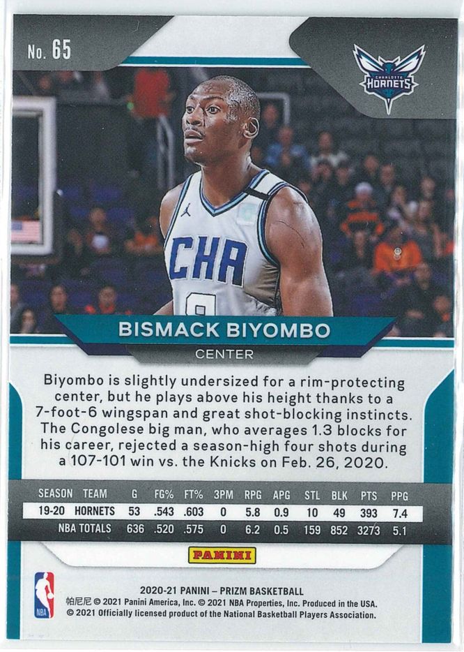 Bismack Biyombo Panini Prizm Basketball 2020 21 Base 65 2