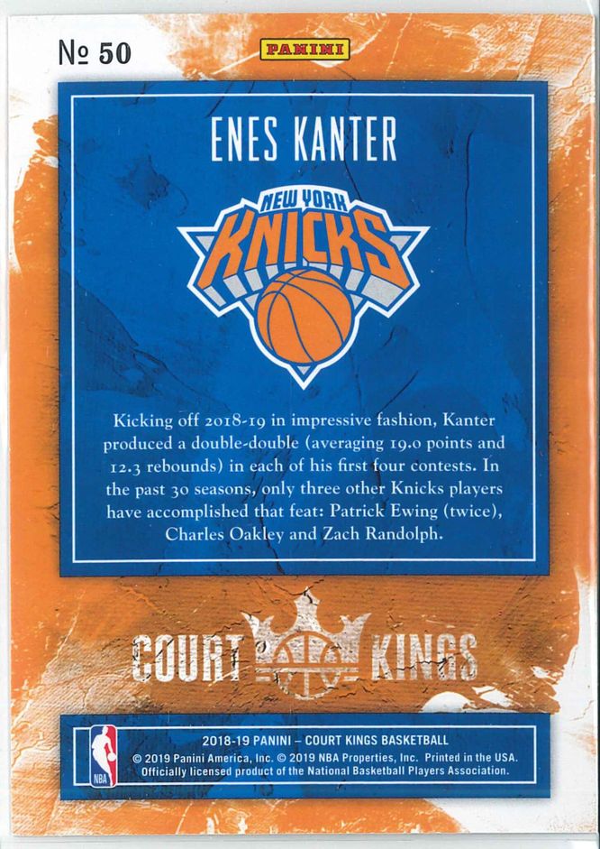 Enes Kanter Panini Court Kings Basketball 2018 19 Base 50 2