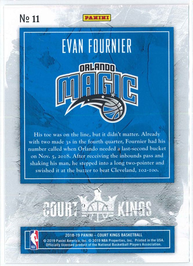 Evan Fournier Panini Court Kings Basketball 2018 19 Base 11 2