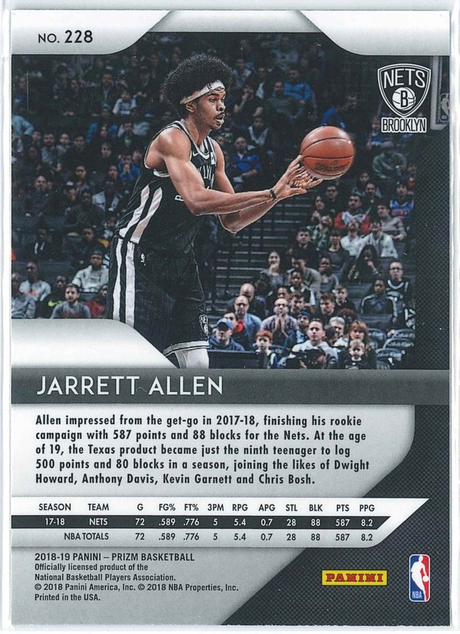 Jarrett Allen Panini Prizm Basketball 2018 19 Base 228 2