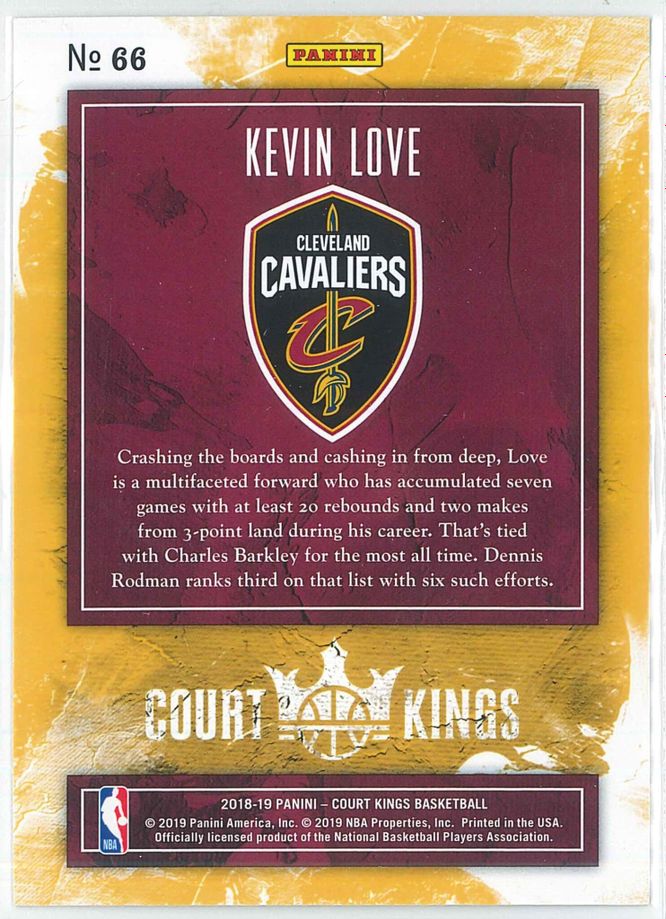 Kevin Love Panini Court Kings Basketball 2018 19 Base 66 2