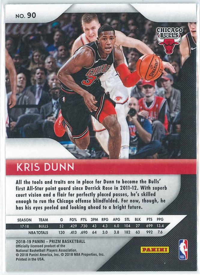 Kris Dunn Panini Prizm Basketball 2018 19 Base 90 2