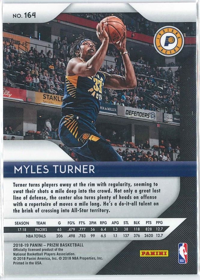Myles Turner Panini Prizm Basketball 2018 19 Base 164 2