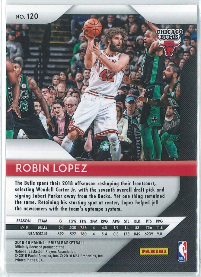 Robin Lopez Panini Prizm Basketball 2018 19 Base 120 2