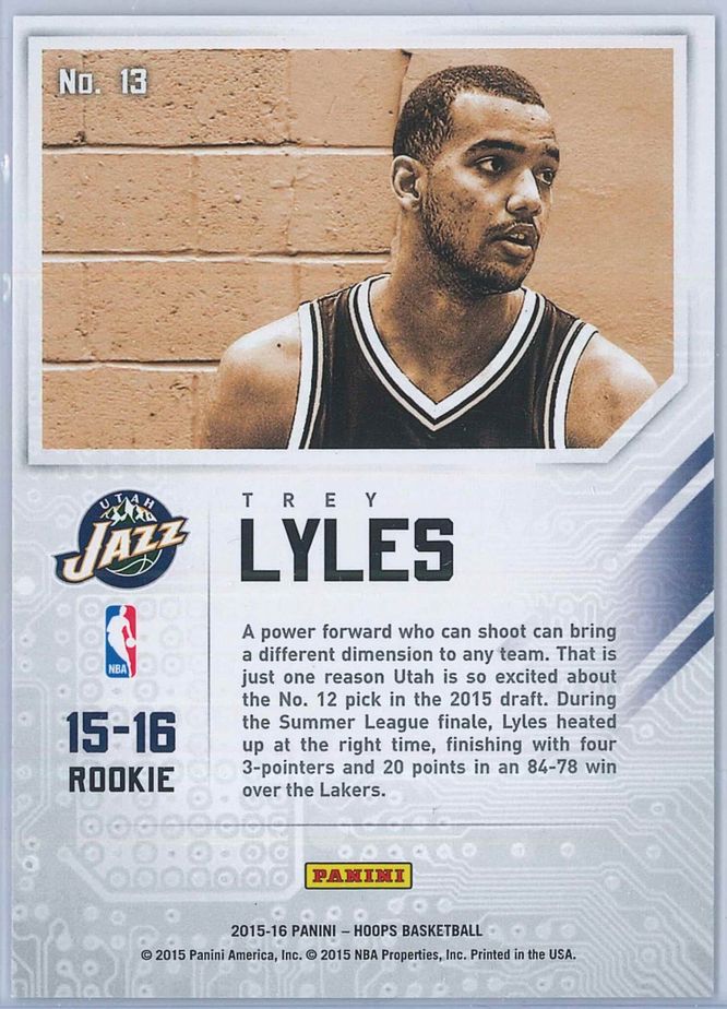 Trey Lyles Panini Hoops Basketball 2015 16 Faces Of The Future 13 RC 2