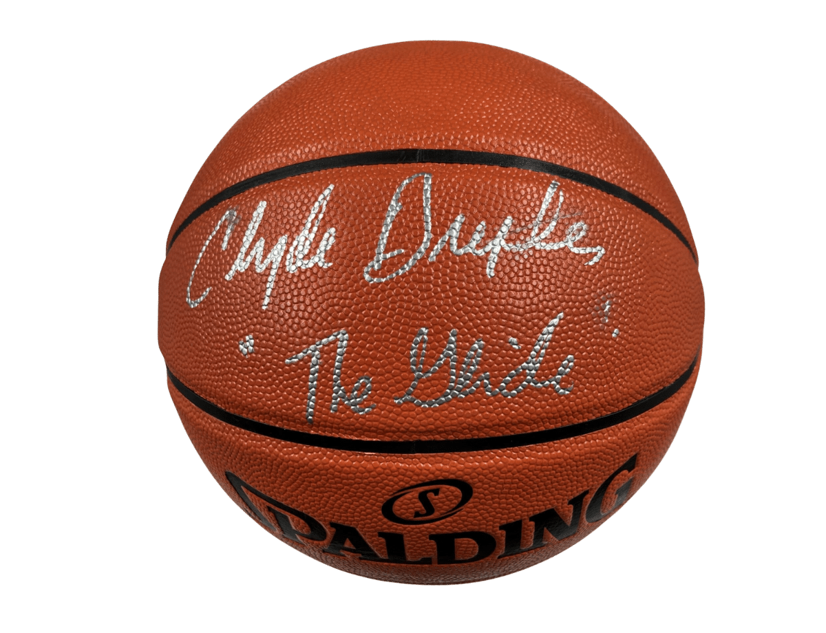Clyde-Drexler-Houston-Rockets-Authentic-Signed-Spalding-Basketball-w-Silver-Signature-B-150751