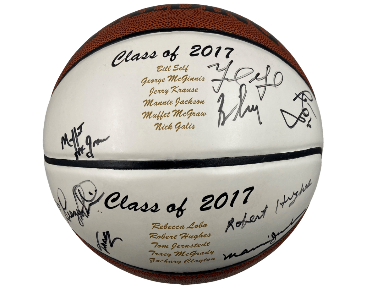 Nick-Galis-Tracy-McGrady-Class-of-2017-Hall-Of-Fame-Authentic-Signed-Spalding-Basketball-w-Black-Signatures