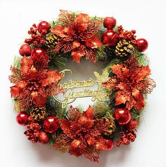 Christmas Wreath 30 cm Pine Garlands With Bronzing Process Christmas Floral Wreath
