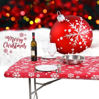 Waterproof Plastic Table Covers With Elastic Rim for Christmas Outdoor Parties