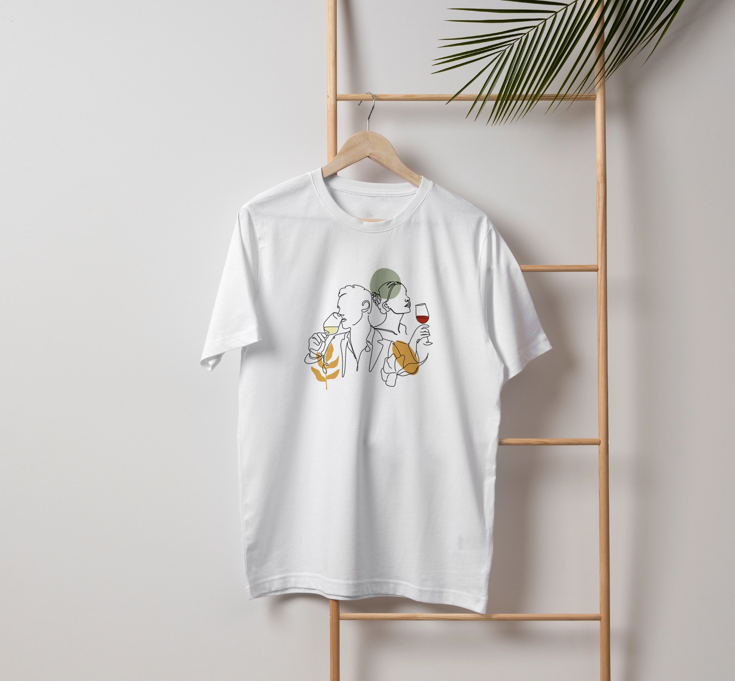 Kadın Kırmızı, Erkek Beyaz Unisex Bisiklet Yaka T-Shirt