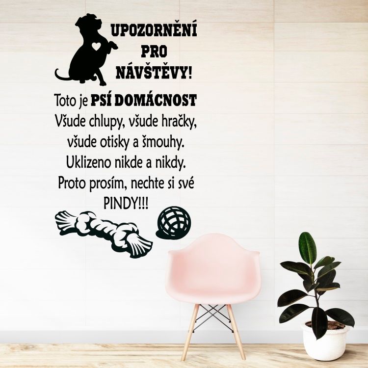Domácnost psí - vinylová samolepka na zeď