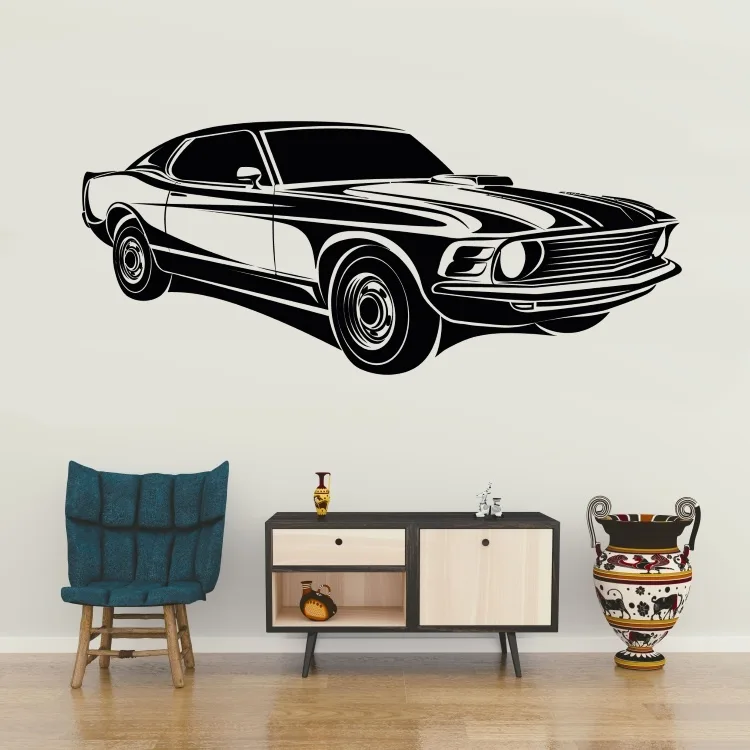 Americký auto veterán 70 léta 2 - vinylová samolepka na zeď