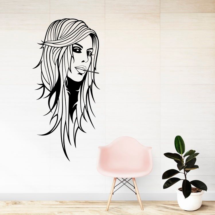 Dámský obličej silueta 9 - vinylová samolepka na zeď
