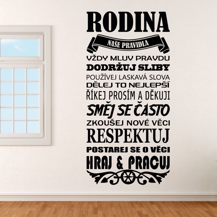 Pravidla rodiny - vinylová samolepka na zeď