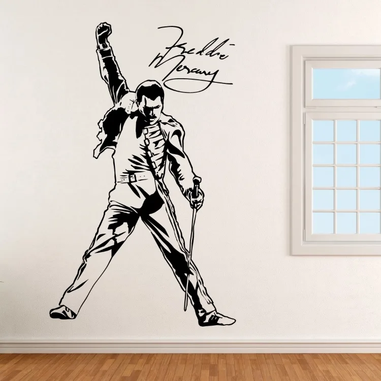 Freddie Mercury Queen s podpisem - vinylová samolepka na zeď