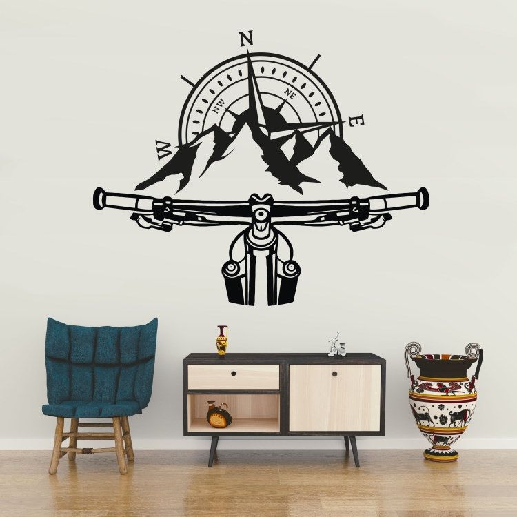 Horské kolo MTB hory - vinylová samolepka na zeď 120x100cm - AKCE