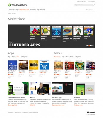 Windows Phone Marketplace web sürümü Mango ile birlikte gelecek