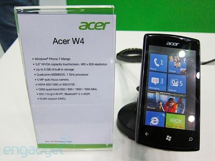 Acer’ın Windows Phone 7 Mango yüklü cihazı W4 Computex’te ön gösterimde