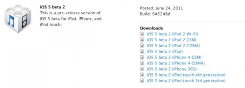 iOS 5 beta 2 kablosuz eş zamanlama desteğiyle birlikte geldi