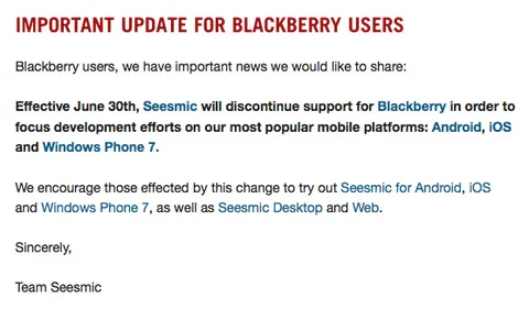 Seesmic uygulaması BlackBerry desteğini sonlandırıyor