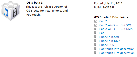 Apple iOS 5 Beta 3 sürümünü yayınladı