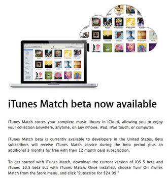 iTunes Match beta yazılım geliştiricilerinin beğenisine sunuldu