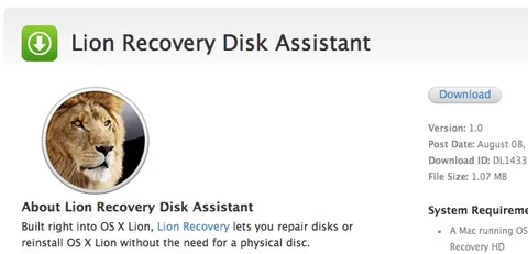 Apple’dan Lion Kurtarma Disk Yardımcı yazılımı