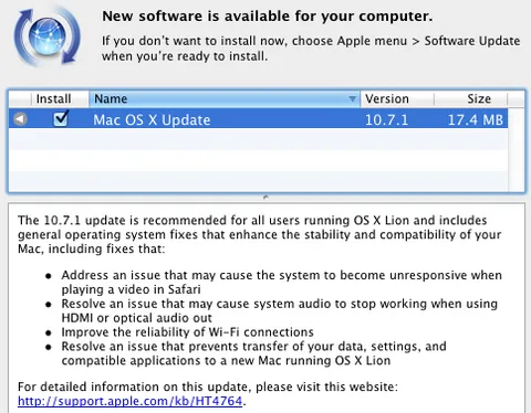 Apple OS X Lion 10.7.1’i yayınladı