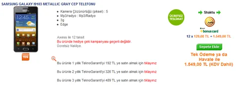 Samsung Galaxy R Teknosa’da satışa çıktı – Video