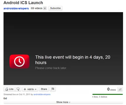Android Geliştiricilerinin YouTube kanalı Ice Cream Sandwich lansmanını doğruladı