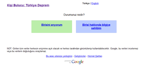 Google kişi bulma aracı Van Depreminden sonra devreye girdi