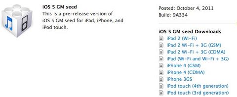 Apple iOS 5 Golden Master sürümünü yayınladı