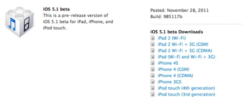 Apple iOS 5.1’in ilk beta sürümünü yayınladı