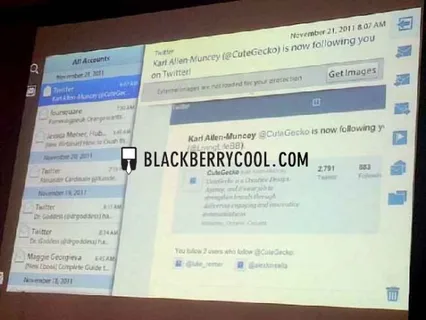 BlackBerry PlayBook’un beklenen e-posta, takvim ve kişiler uygulamaların ekran görüntüleri ortaya çıktı