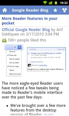 Google Reader ve Google Docs Android uygulamaları güncellendi