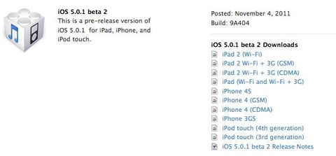 Apple iOS 5.0.1 beta 1 ve beta 2 sürümlerini art arda yayınladı