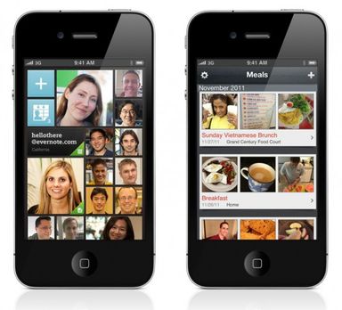 Evernote Hello ve Foods uygulamaları ile kişi ve yemek kayıtları tutuyor