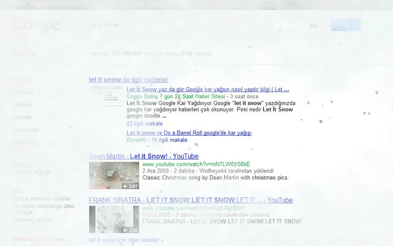 “Let it snow” yazın Google sayfaya kar yağdırsın