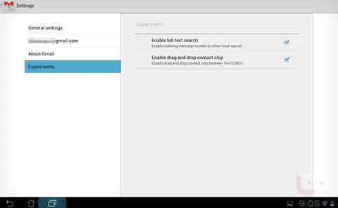Gmail uygulamasına Android 4.0.3’te deneysel eklentiler