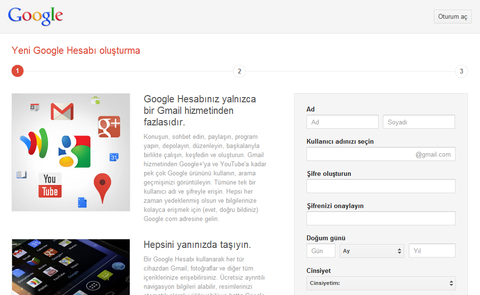 Google Gmail ve Google+ servislerine kayıt sayfasını yeniledi