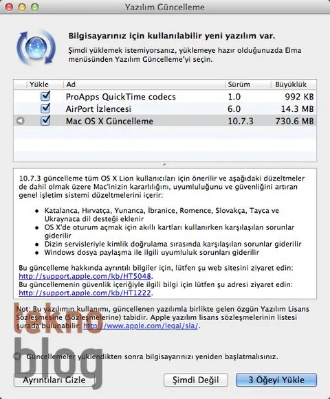 Apple OS X Lion 10.7.3 güncellemesini yayınladı, yeni diller ekledi
