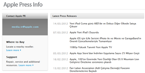 Apple Türkçe basın bültenleri hazırlamaya başlamış
