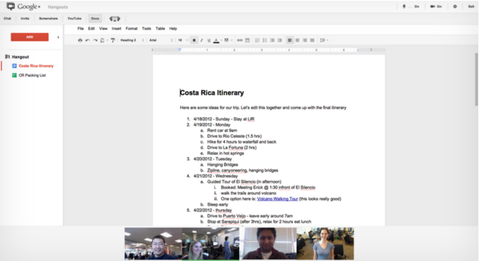 Google+ Hangouts servisine Dokümanlar entegrasyonu eklendi