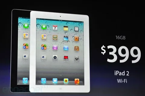 16 GB Wi-Fi iPad 2’nin fiyatı ABD’de 399$’a indirildi