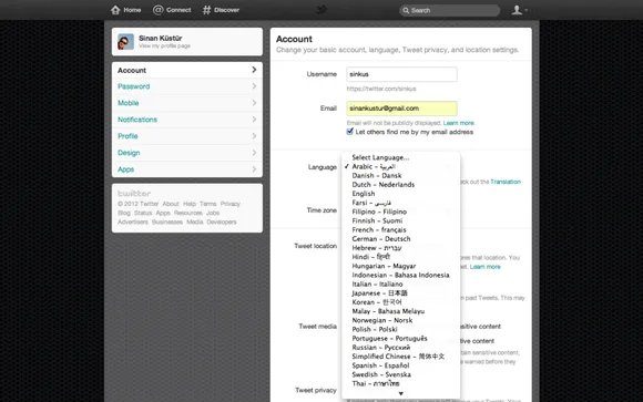 twitter-yenidil-07032012 Twitter’a yeni diller eklendi