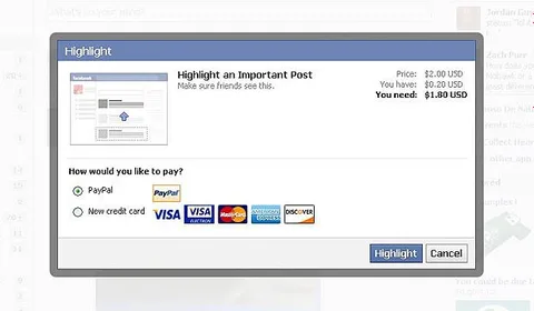 Facebook ücret karşılığı öne çıkarılmış güncellemeleri test ediyor